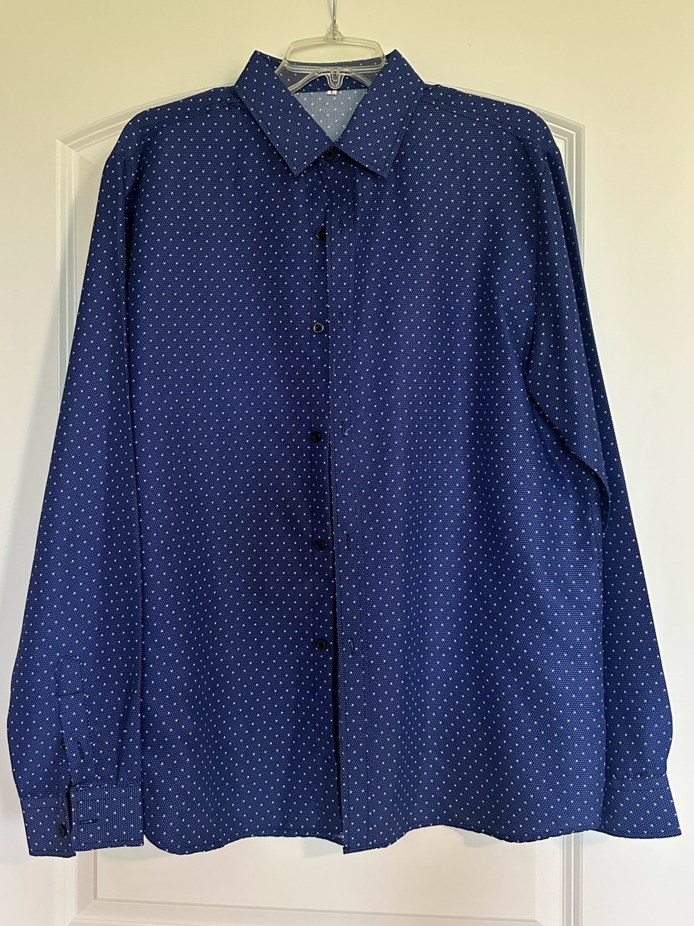 Men's Navy Blue Dotted Button-Up Shirt